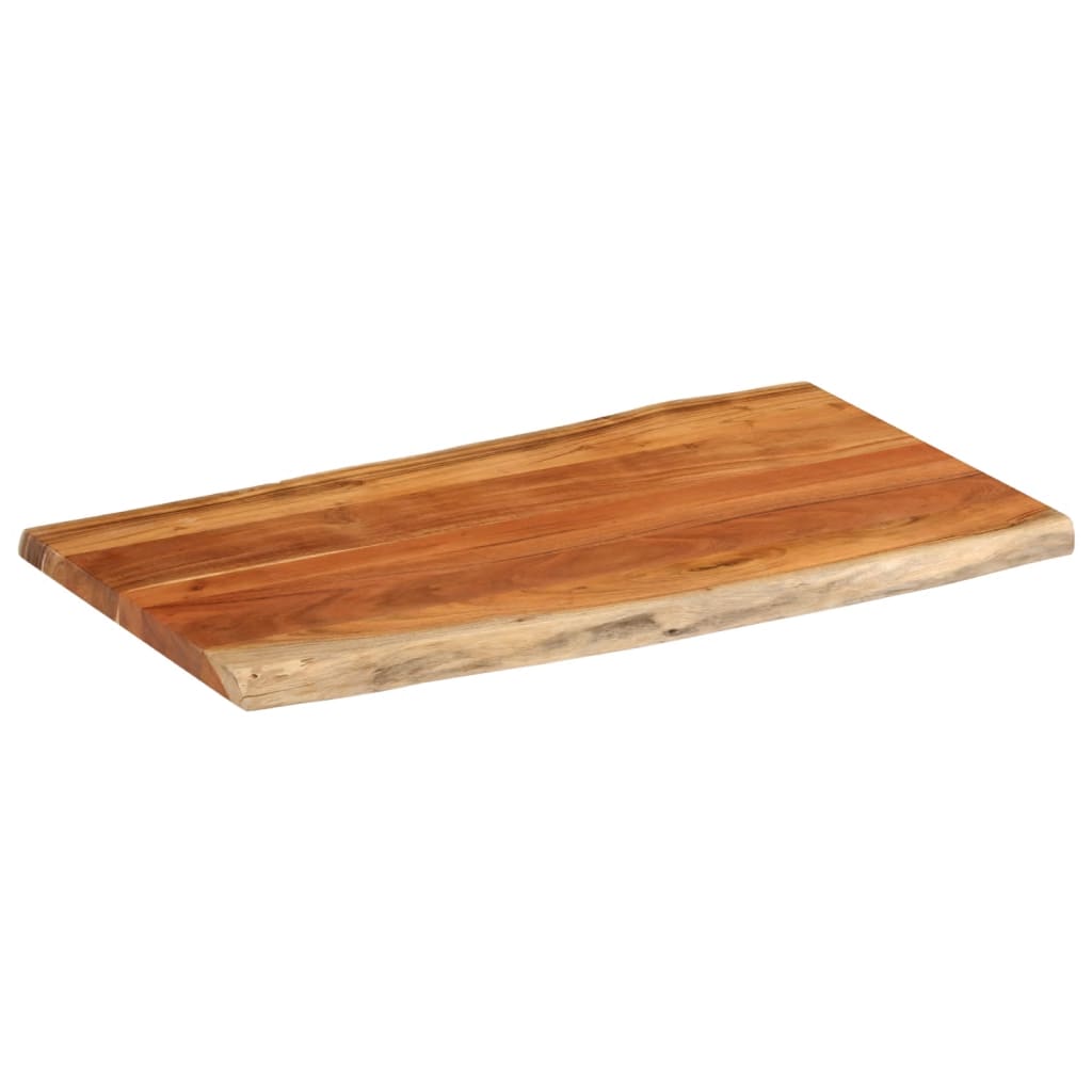 Piano Scrivania In Legno Massello Acacia 120x60x2,5 Cm | Bordo Curvo E Naturale | Portata 75 Kg