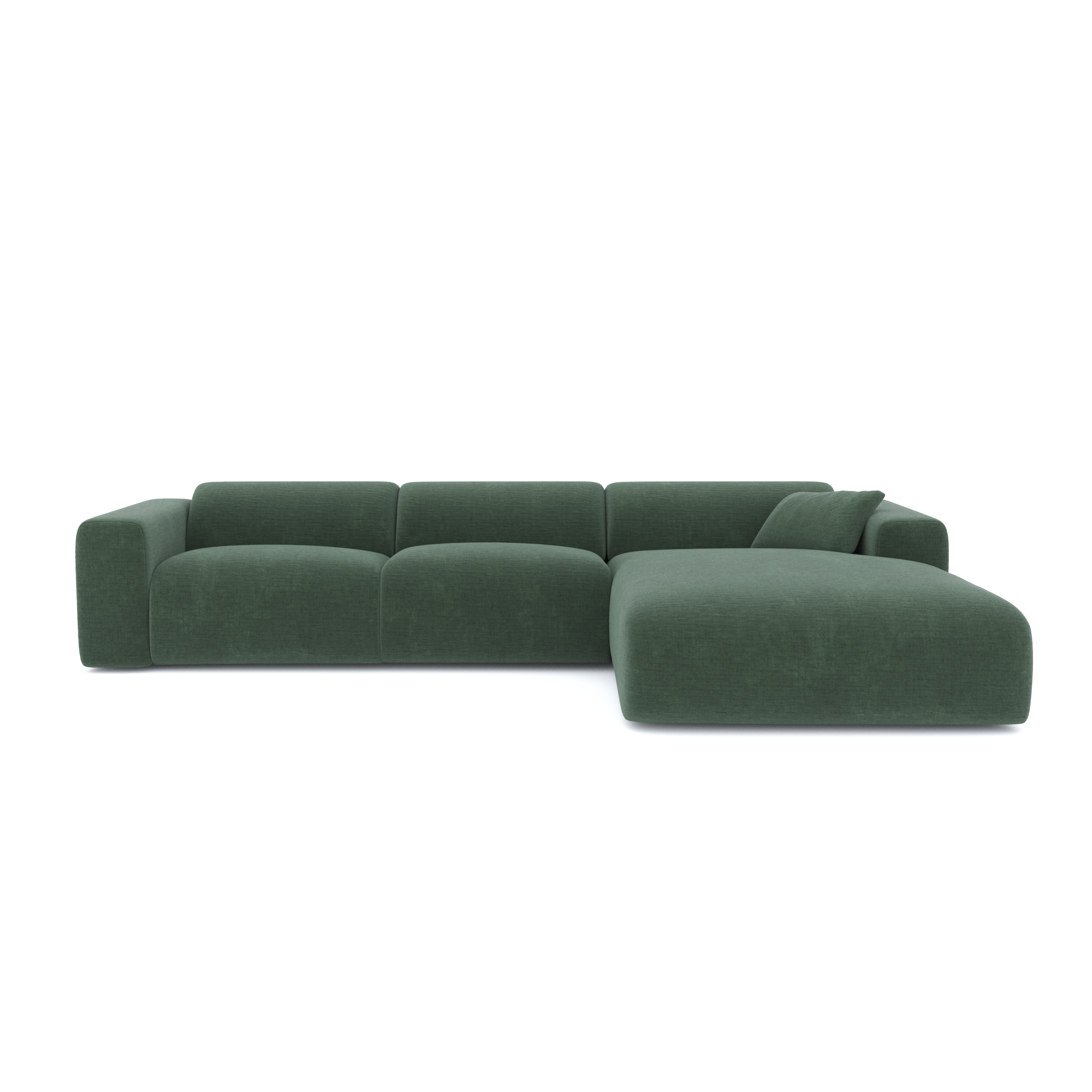 Canapé grand angle droit MYRA Velours texturé Vert émeraude | Leroy Merlin