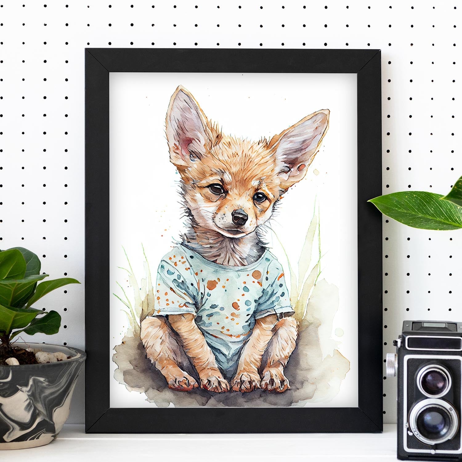 Chacal Affiche Dans Un Style Aquarelle Illustrations De Bébés Animaux Mignons Sur Fond Blanc Pour Les Chambres D'enfants A4 Sans Cadre - 2