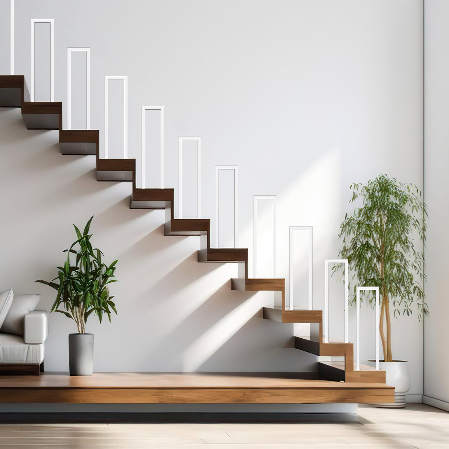 Forme en U Rampe d'escalier extérieure, 85CM de long, Fer, Blanc, rampe d'escalier pour porches et terrasses - 6