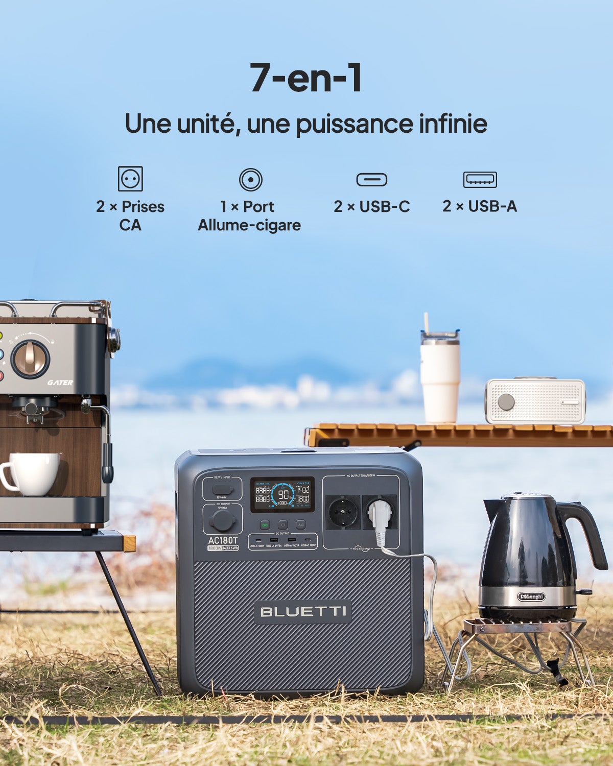 BLUETTI Gerador elétrico AC180T(1433Wh/1800W) com painel solar PV200(200W), bateria LiFePO4, geradores solares trocáveis ​​a quente para motorhome - 5