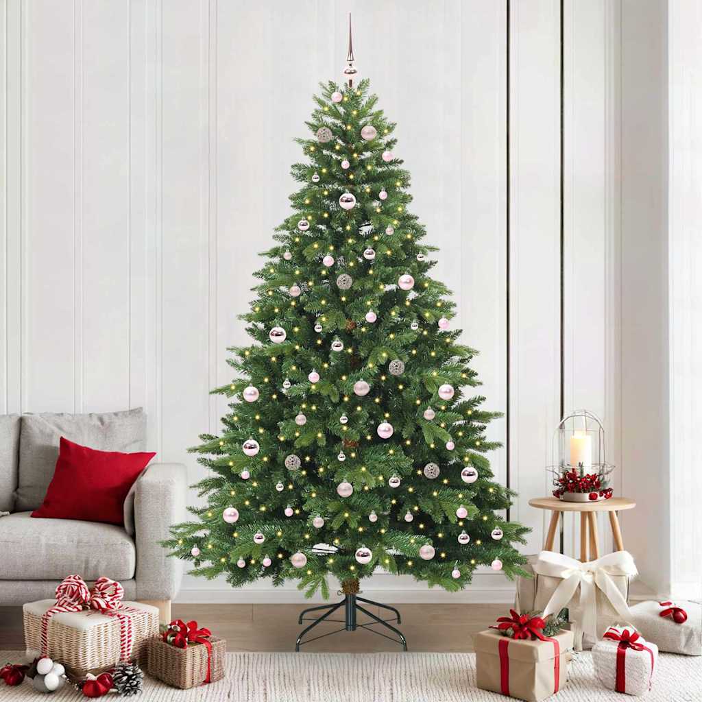 Sztuczna choinka z 300 diodami LED Zielony 210 cm PE i PVC