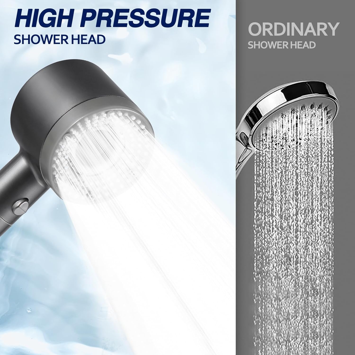 Pommeau de Duche Haute Pression, Economie Deau avec Tuyau Douche 1.5M, Anti Calcaire Douchette avec Filtre, Douche Pommeau avec 5 Modes de Jet - 4