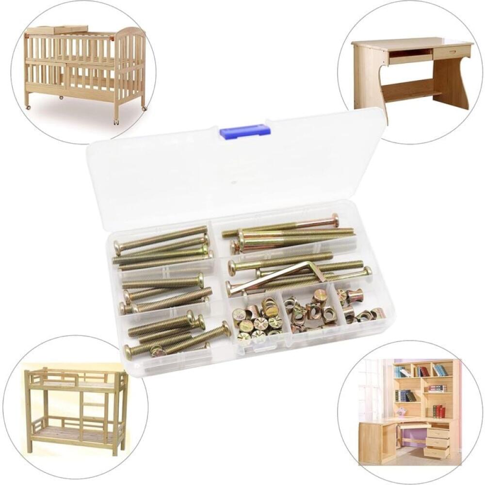 Kit de vis et écrous pour cadre de lit, pièces de berceau, jeu de 25 vis pour lit superposé M6-1x40mm/ 50mm/ 60mm/ 70mm/ 80mm / 80mm/Kit de meubles - 5