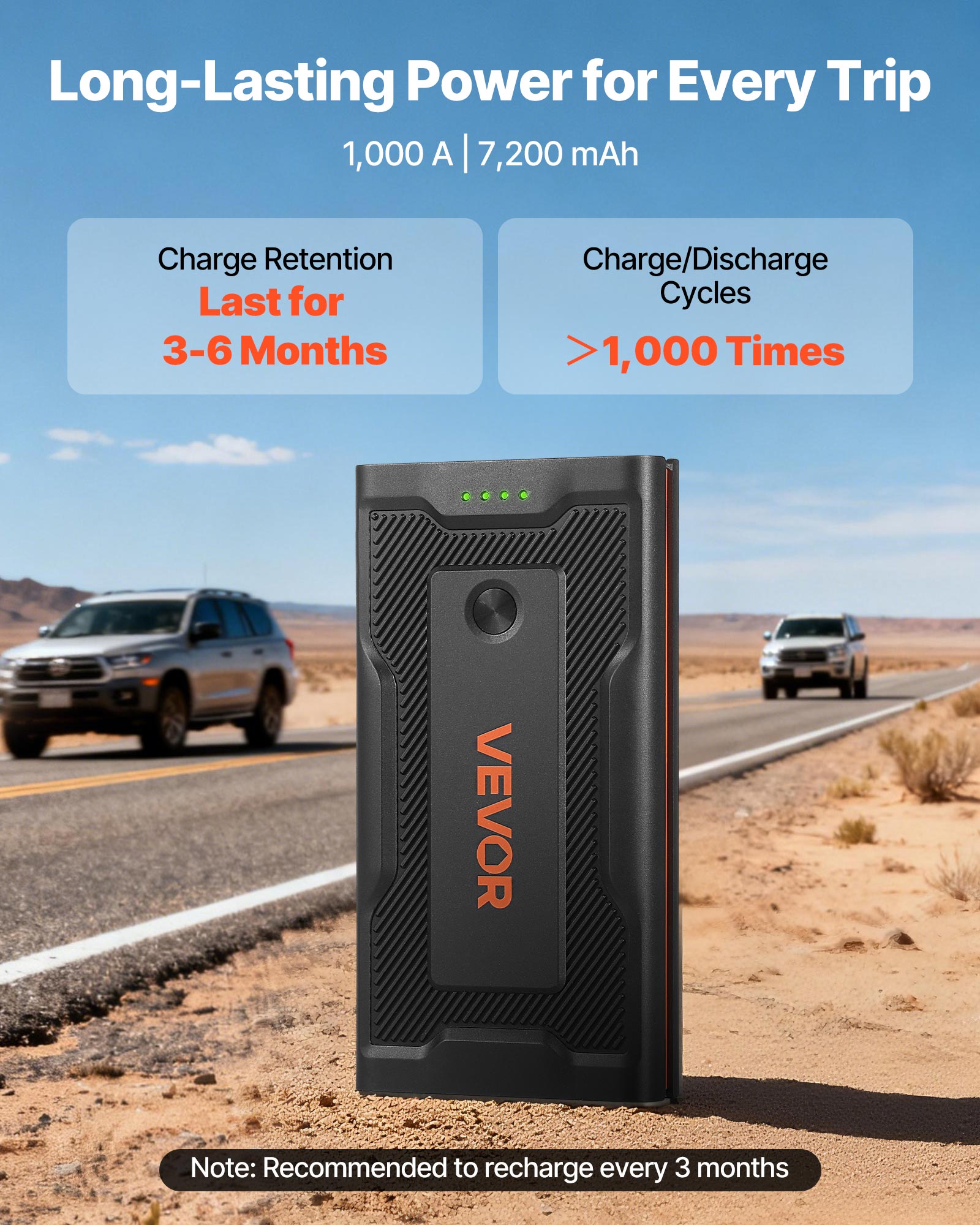 Booster Batterie Voiture VEVOR 1000 A Démarreur de Batterie au Lithium Portable pour Démarrage Voiture des Moteurs Essence 5 L et Diesel 3 L - 3