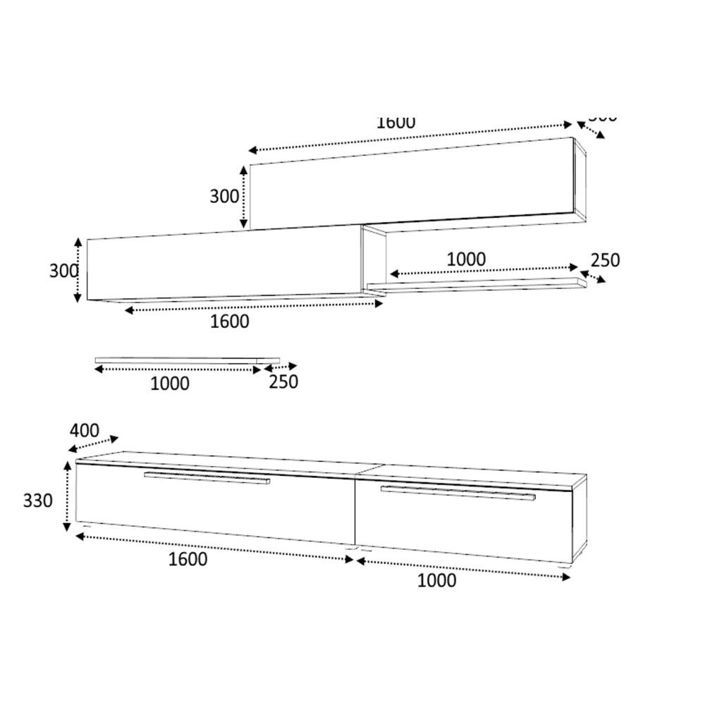 Parete attrezzata Kombat 260 colore rovere bianco - 4