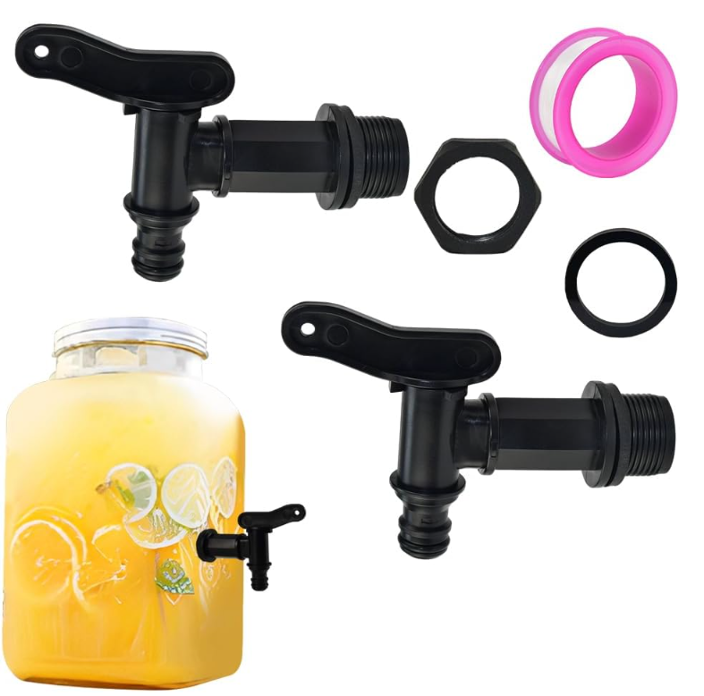 (218×140×10 mm) 2 szt. plastikowy kran do zbiornika 3/4 cala, kran do zbierania wody, kran do zbiornika na deszczówkę, kran odpływowy IBC, adapter do