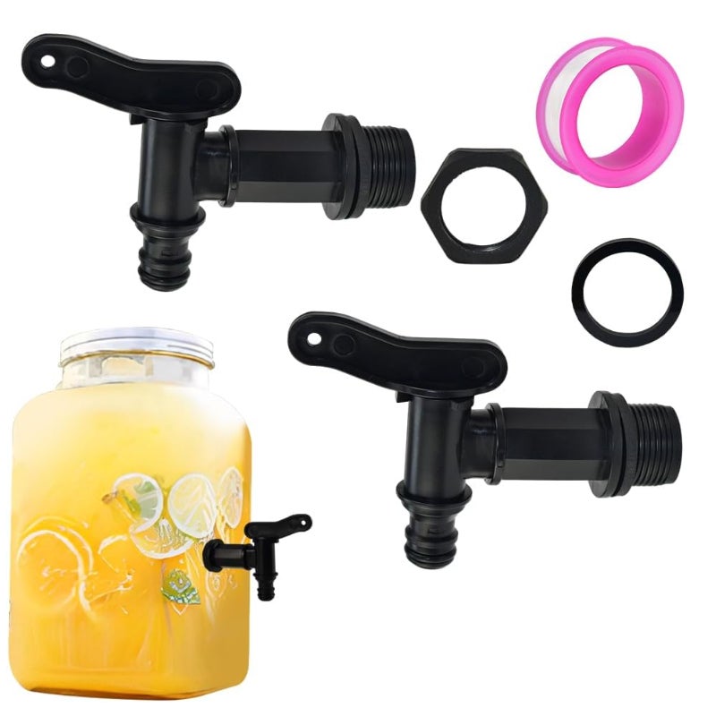 (218×140×10 mm) 2 szt. plastikowy kran do zbiornika 3/4 cala, kran do zbierania wody, kran do zbiornika na deszczówkę, kran odpływowy IBC, adapter do