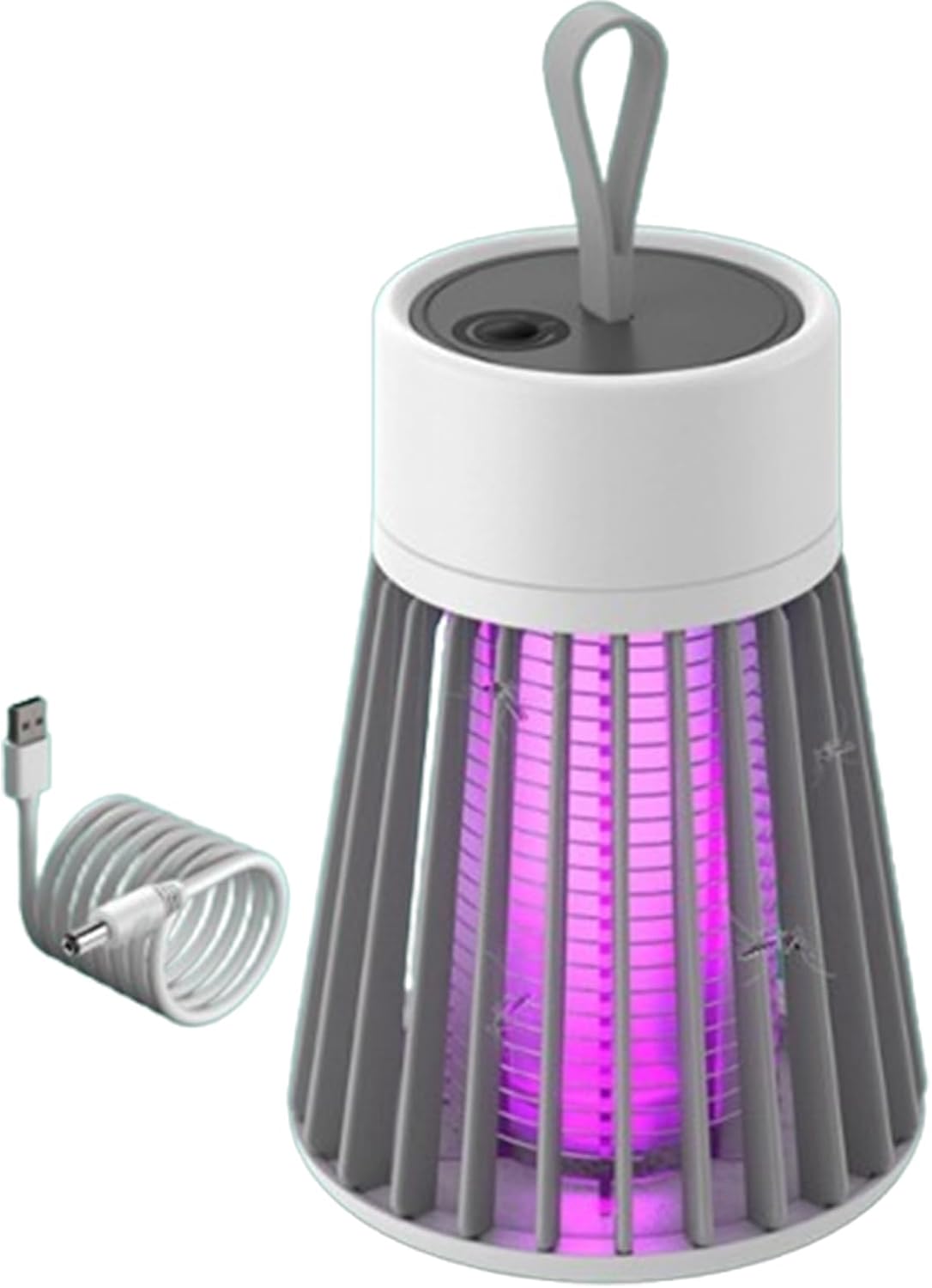 Lampa przeciw komarom z lampą UV, ładowaniem przez USB i baterią 2000 mAh – idealna na kemping, do ogrodu i do użytku w pomieszczeniach – szara