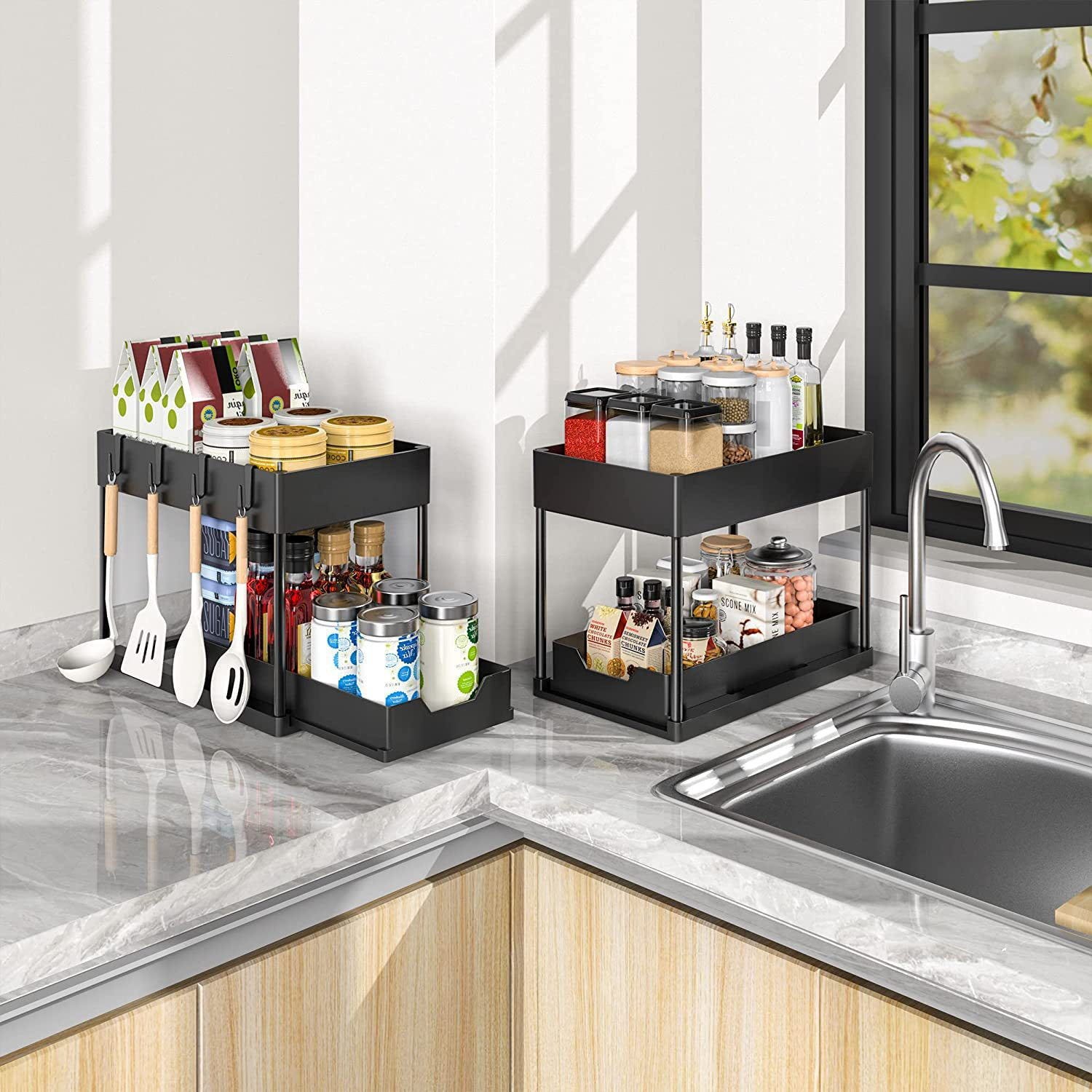 Set Di 2 Portaspezie, Organizer Da Cucina, Scaffale per Armadio Set Di 2 Portaspezie, Organizer Da Cucina, Scaffale per Armadio