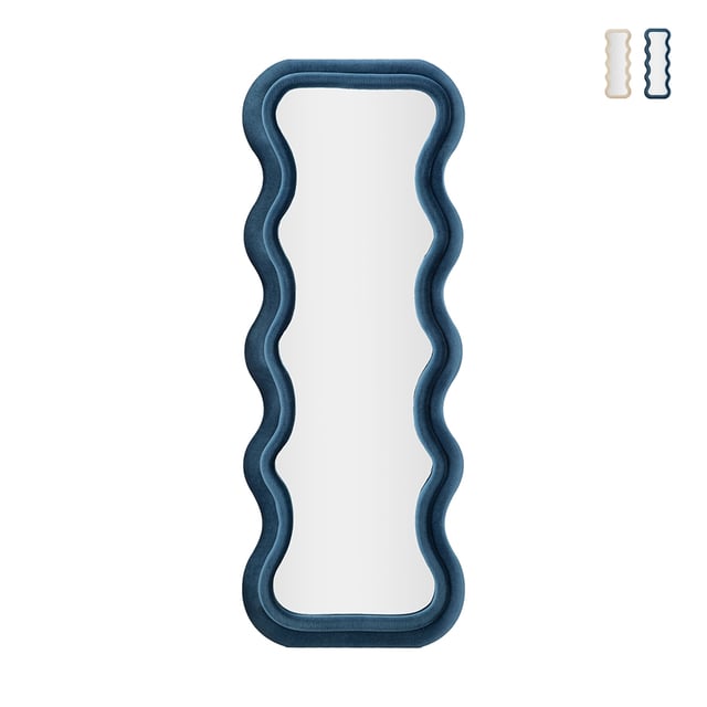 Miroir mural ou sur pied design ondulé en velours 60x160 cm Emily