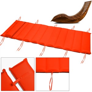Detex Coussin Bain De Soleil Rouge Épais 7 Cm – Rembourrage Confort + Oreiller Réglable Avec Sangles – Idéal Transat, Jardin, Sauna