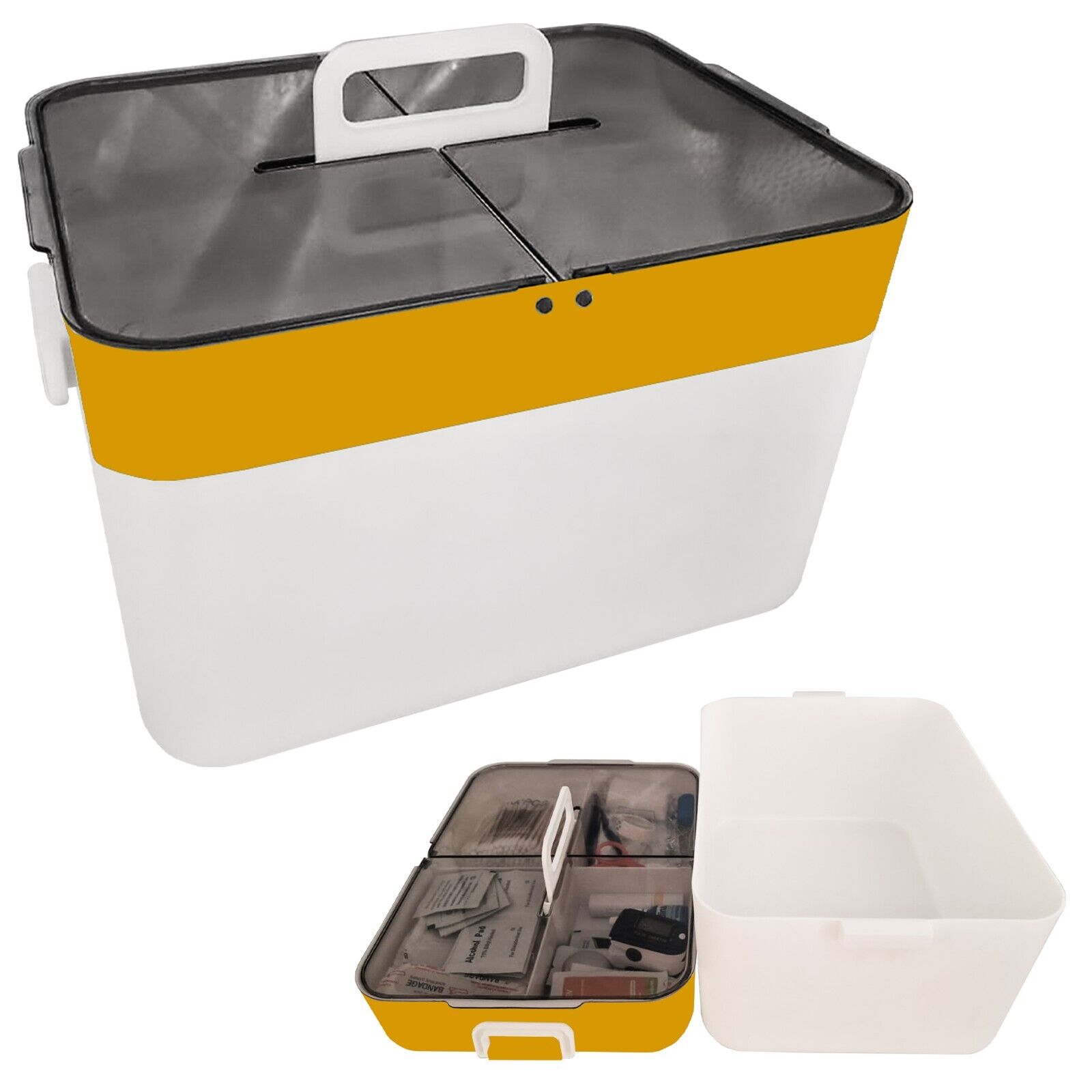 Scatola contenitore in plastica multiuso organizer box contenitore riporre cosmetici scrivania cucina medicinali Maka 18x27x21 Arancio - 10