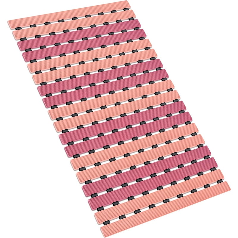 Szybko odprowadzająca wodę, antypoślizgowa mata łazienkowa do łazienki i kuchni, z solidnymi przyssawkami z tworzywa TPE, 40 x 63 cm (różowy gradient