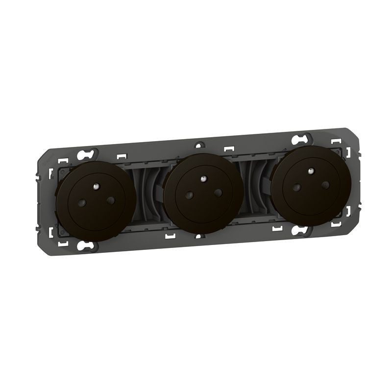 Triple prise de courant Dooxie Legrand - 2P+T - 16A - Noir mat - 3