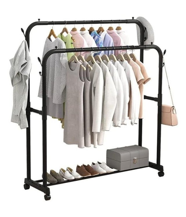 Stender Stand Appendiabiti Attaccapanni Barra Doppia Metallo Nero reb