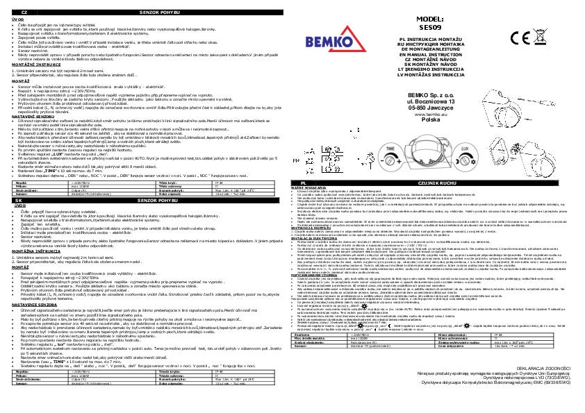Rilevatore di movimento bianco - 1200W - Angolo 180° - IP44 - Portata 12m - 7