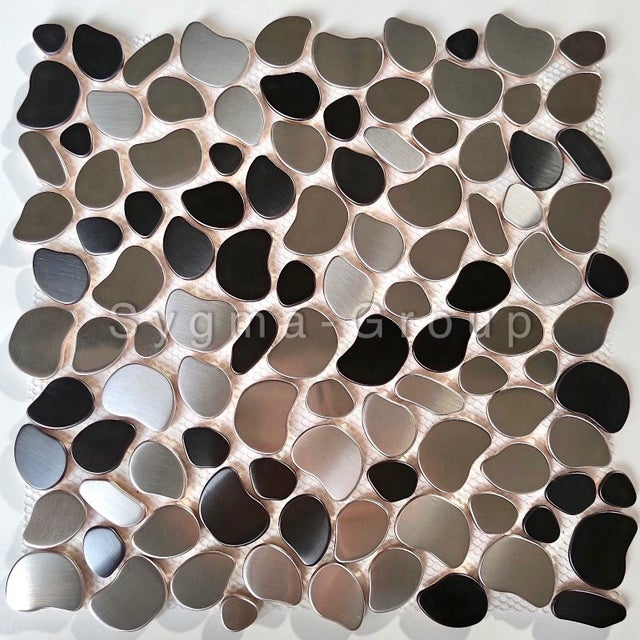 Mosaique en acier inoxydable galets pour sol et mur douche salle de bains modele GALET TWIN