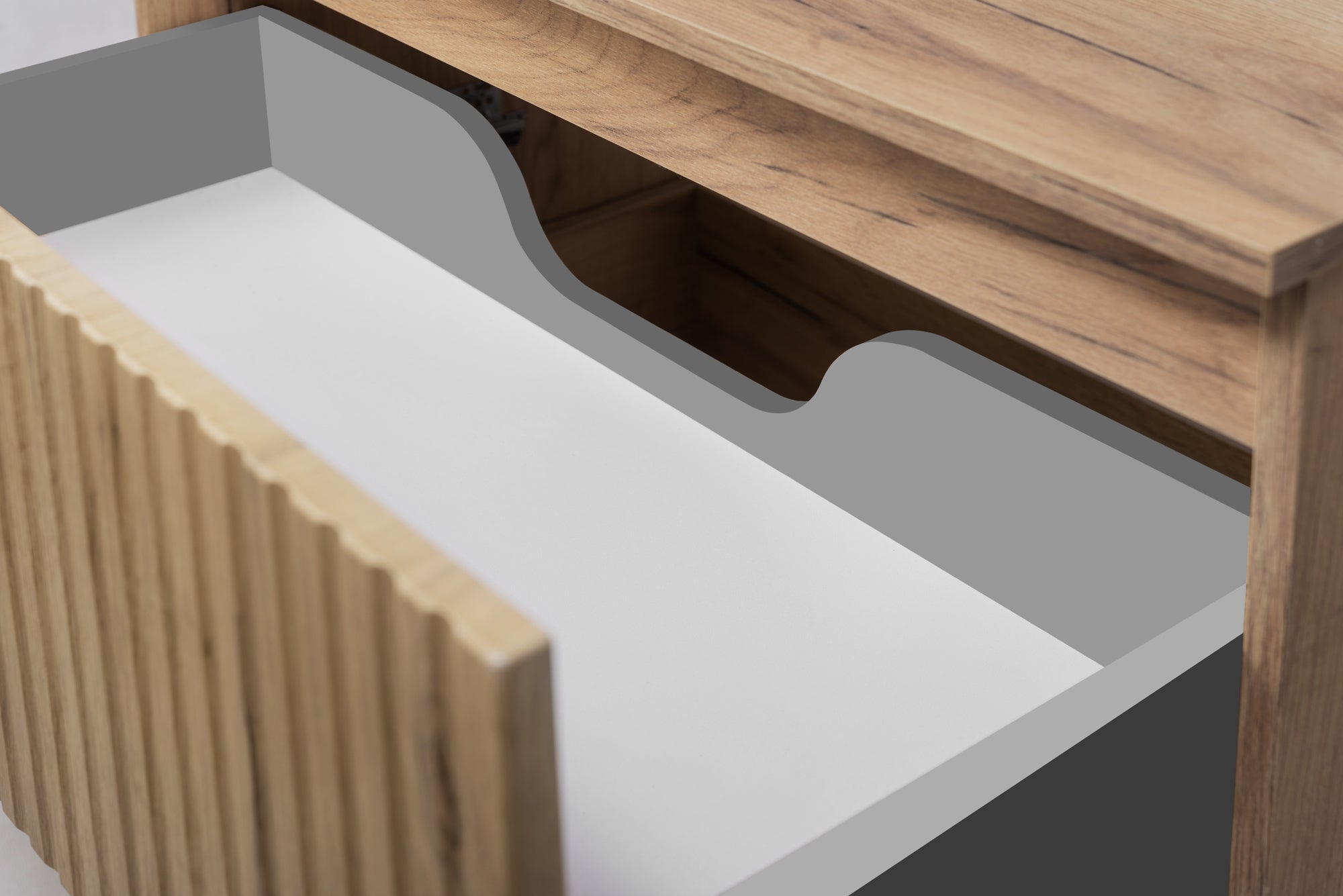 Zestaw łazienkowy FLOW 100 cm dąb craft czarny z regałami blat w zestawie - 10