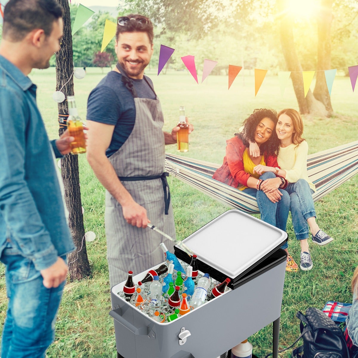Glacière à Roulettes 76L Uniprodo Avec Ouvre-Bouteille - Chariot Frigorifique Isolé Pour Fêtes Et Événements