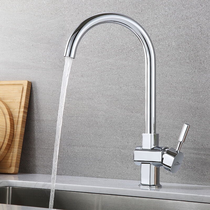 Chromowany kran kuchenny, bateria umywalkowa obrotowa o 360°, bateria kuchenna z ciepłą i zimną wodą, bateria umywalkowa z mosiądzu, kształt U