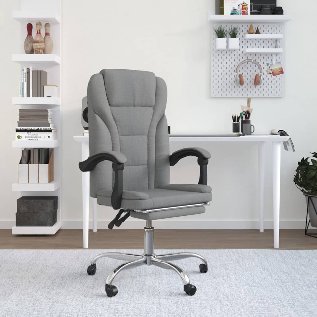 Vidaxl  Silla De Oficina Reclinable De Tela Gris/Claro , Leroy Merlin