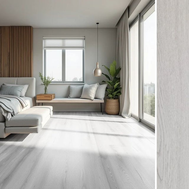 Arquiservi® Casa e negócios【Vinílico SPC 5,5 mm】Instalação rápida | 100% resistente à água | Carvalho cinza claro