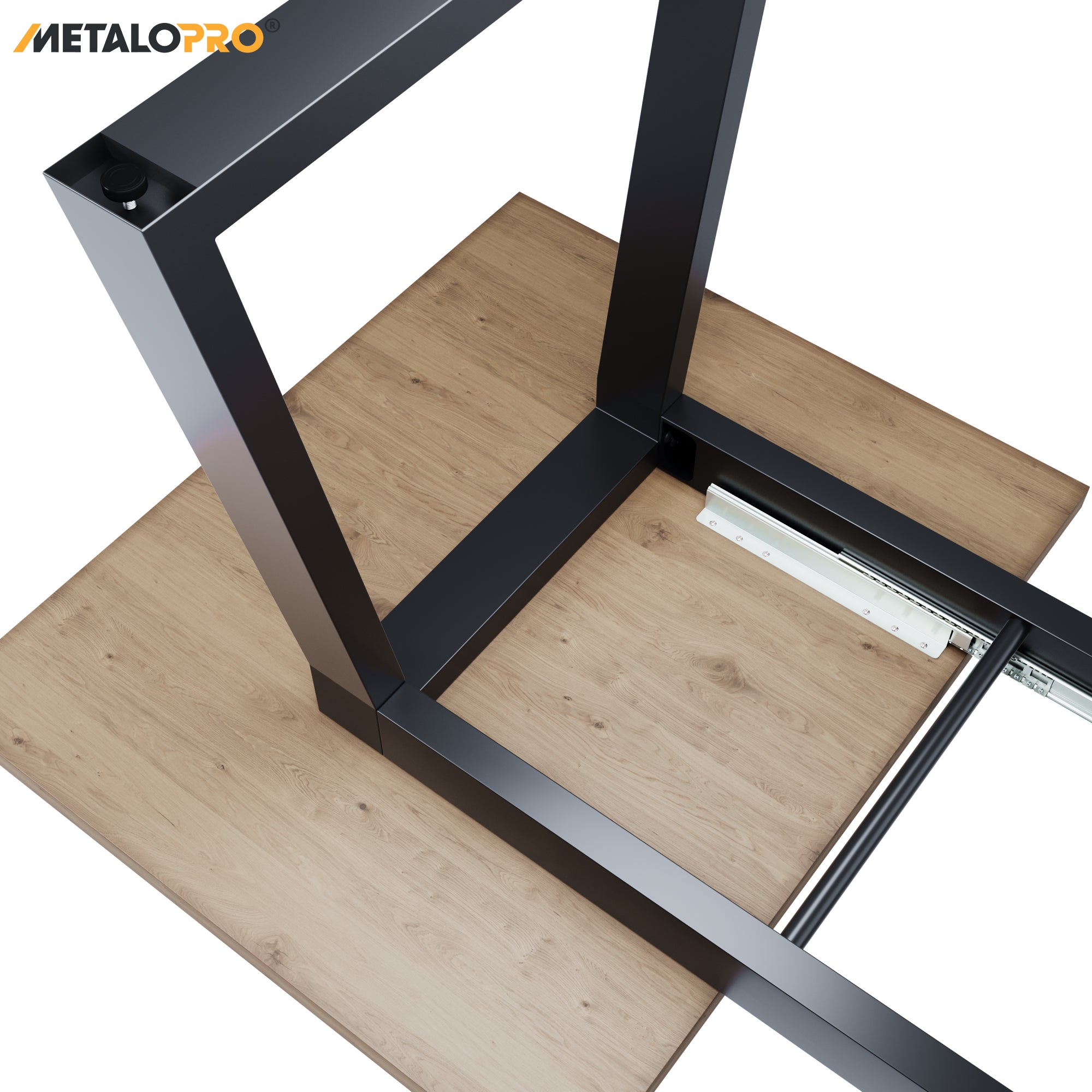 MetaloPro Nemesis Split - Pied de table extensible trapèze, stable, parfait pour table à manger, salon ou cuisine, avec cadre en métal durable - 6