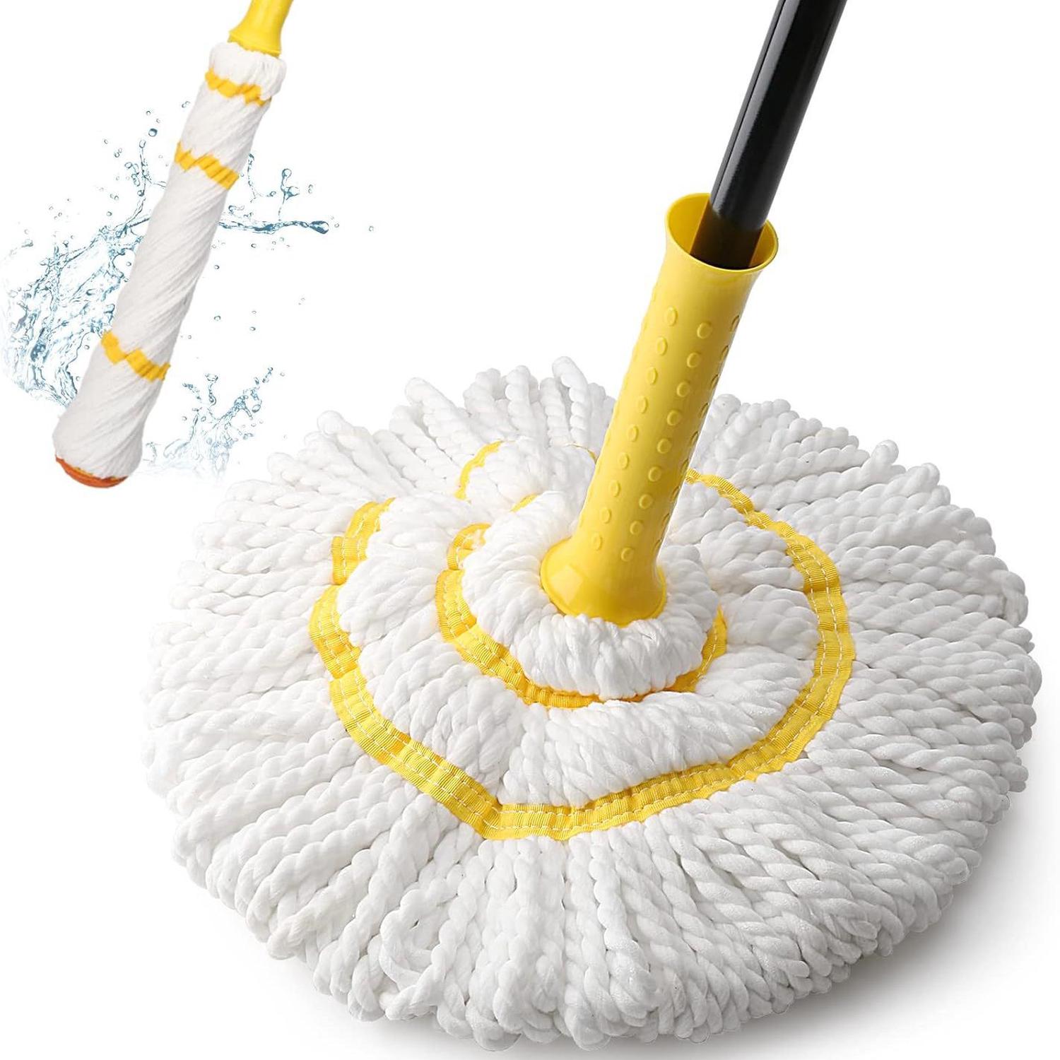 Balai à Microfibres avec Poignée Extra Longue de 145 cm, Balai à Sec et Humide pour Nettoyage de Sol en Bois, Carrelage, (Jaune)