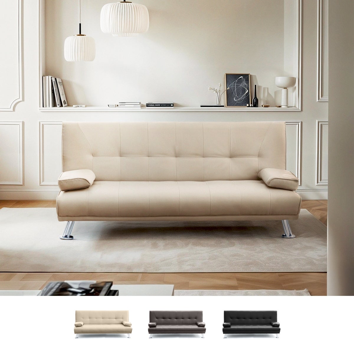 Divano letto posti in ecopelle con braccioli Olivina per casa e