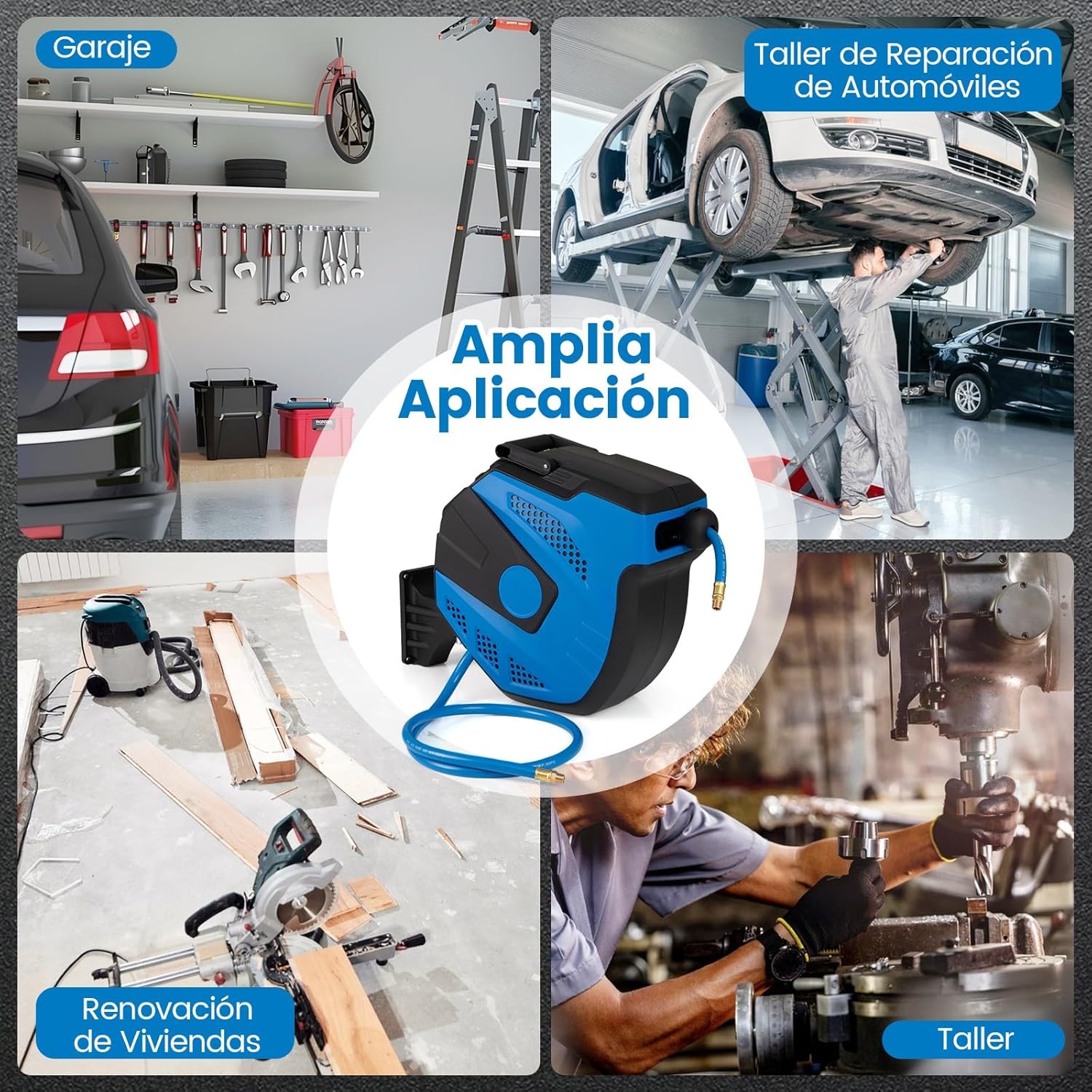 Tolsen 73159 – Bobine D'air Automatique 15 M, Rétractable, Murale, Pour Compresseur