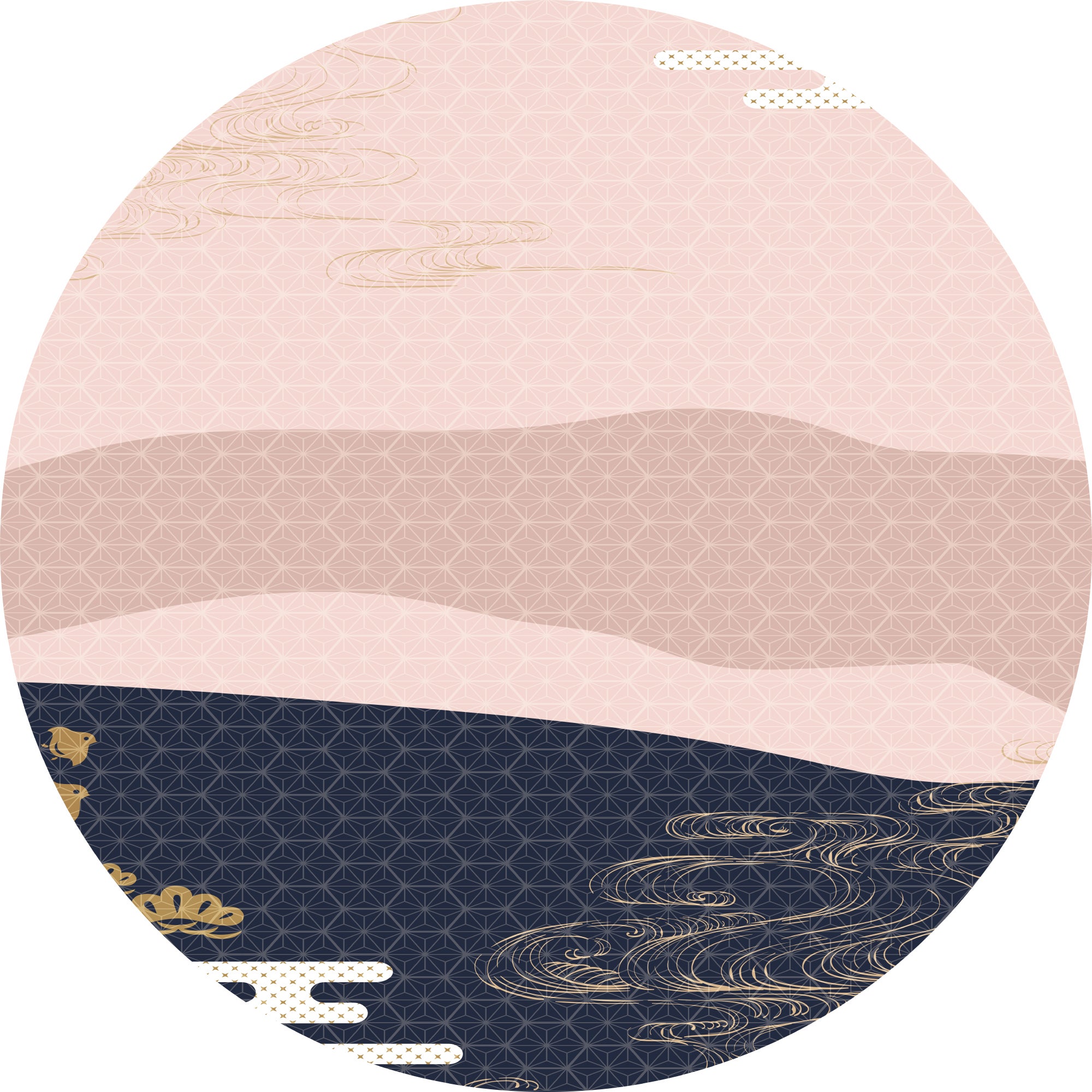 Tapis antidérapant en vinyle, Okinawa [Diam] 150 cm - PVC imprimé, lavable, ignifuge, pour le salon et la cuisine - 2
