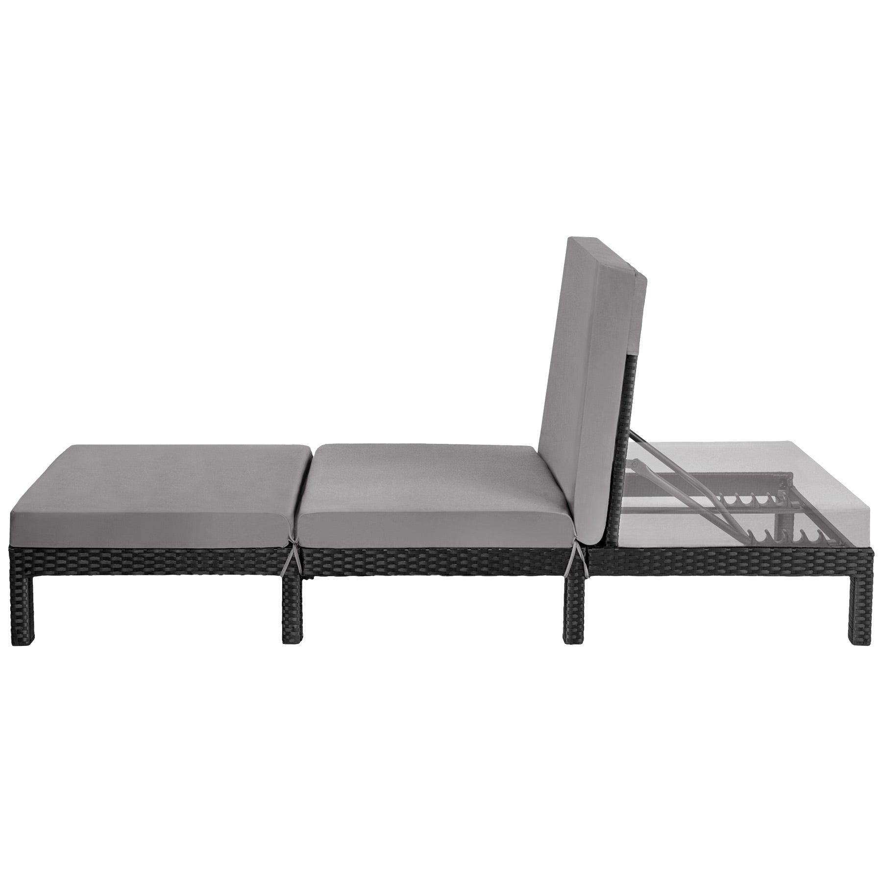 Bain de soleil en résine tressée et acier avec dossier réglable sur 6 positions 196 x 66 x 22 cm TECTAKE - 2