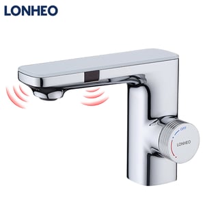 Robinet Automatique Infrarouge avec Barboteur démotable Mitigeur Lavabo à Double Induction Robinet Eau Chaude et Froide Salle de Bain, Chromé