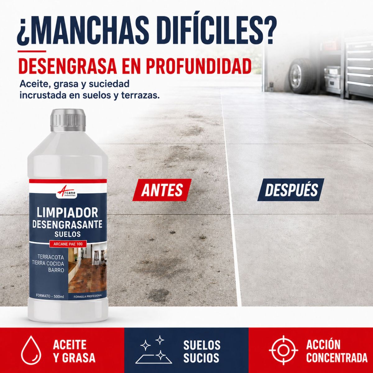 Limpiador desengrasante para suelos de baldosas y exteriores - LIMPIADOR DESENGRASANTE PARA SUELOS - 20 L - ARCANE INDUSTRIES - 2