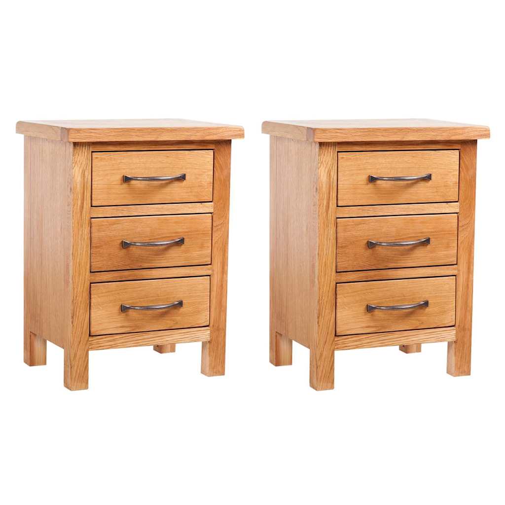Vidaxl Mesitas De Noche 2 Unidades Madera Maciza De Roble 40X30x54 Cm , Leroy Merlin