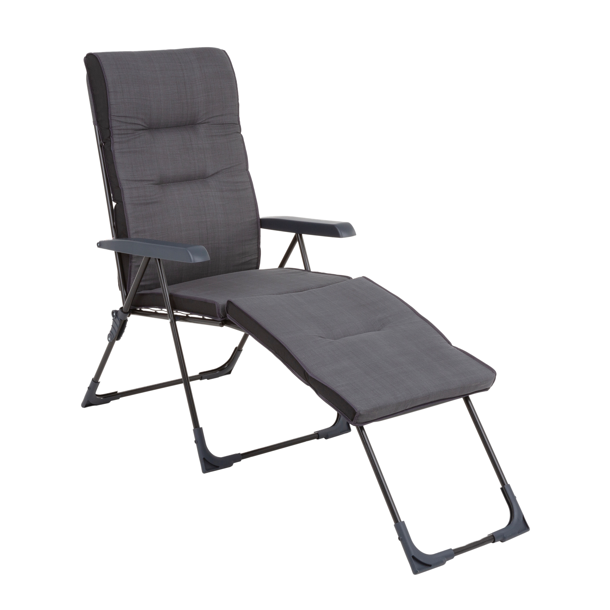 Leżak ogrodowy Santander 2w1 z szarą poduszką w kratkę Patio