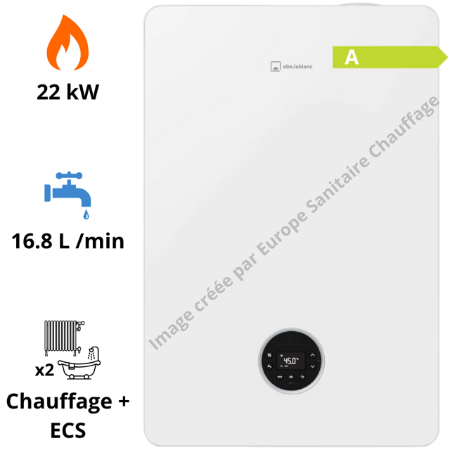 Chaudière gaz Elm Leblanc Egalis ballon iCondens GVB iC 24/48-1MN complète (Ventouse + fixation)