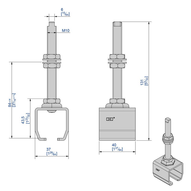 Support enveloppant en acier galvanisé pour rail SLID'UP SU2048 - 2