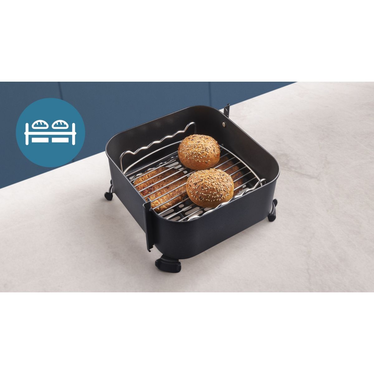 Airfryer PHILIPS NA352/00 Friteuse sans huile double panier Noir/Doré, Série 3000 9L (3+6L) - 7