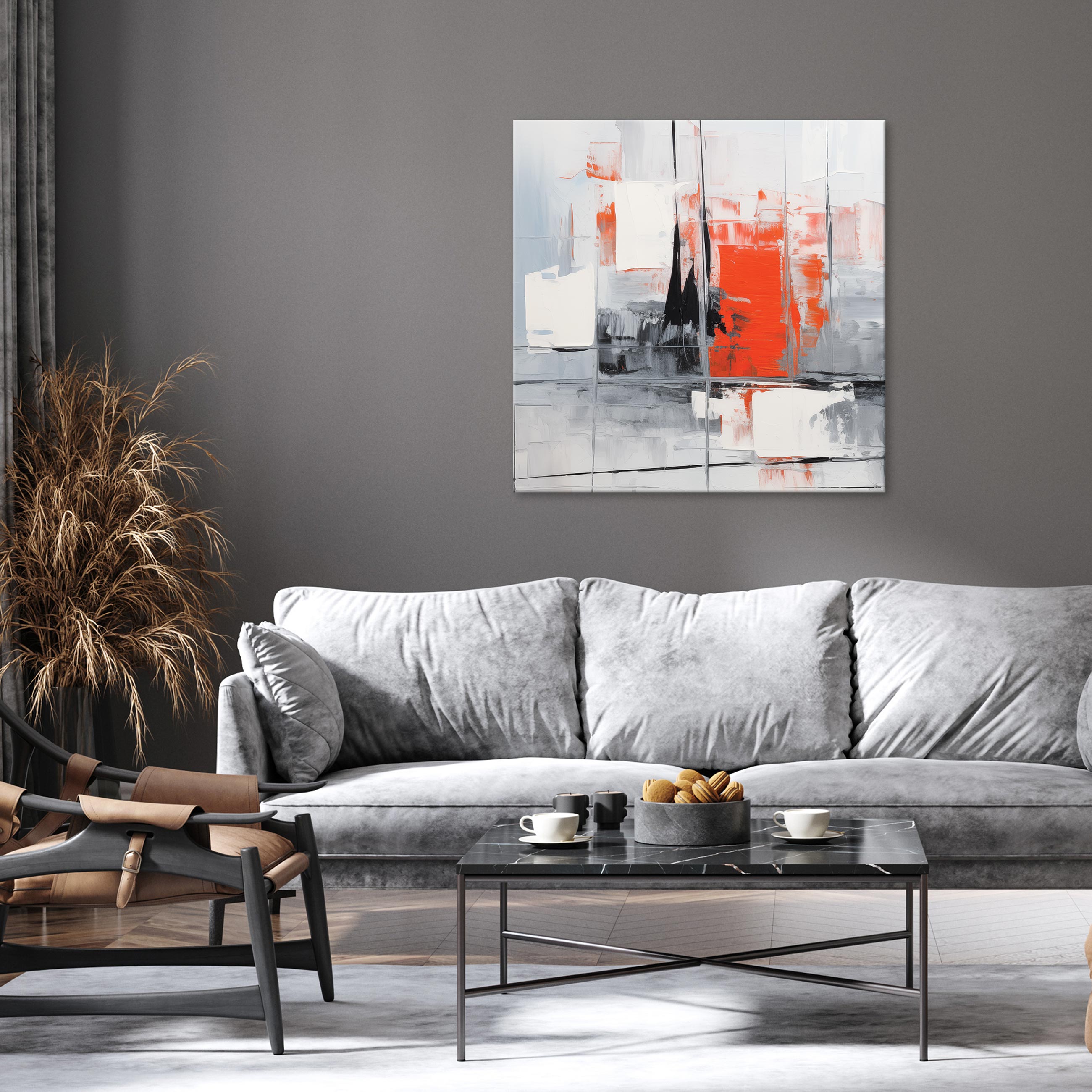 Impression sur Toile Abstraction Boho Art Moderne 40x40 cm XXL Tableau Décoration Murale Intissée pour Salon Chambre pret a accroche - 2