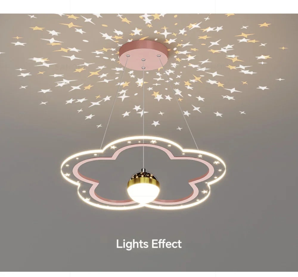 LOLLANDA Lustre pour chambre d'enfant, lustre en forme de fleur rose. Luminaire décoratif, blanc froid - 3