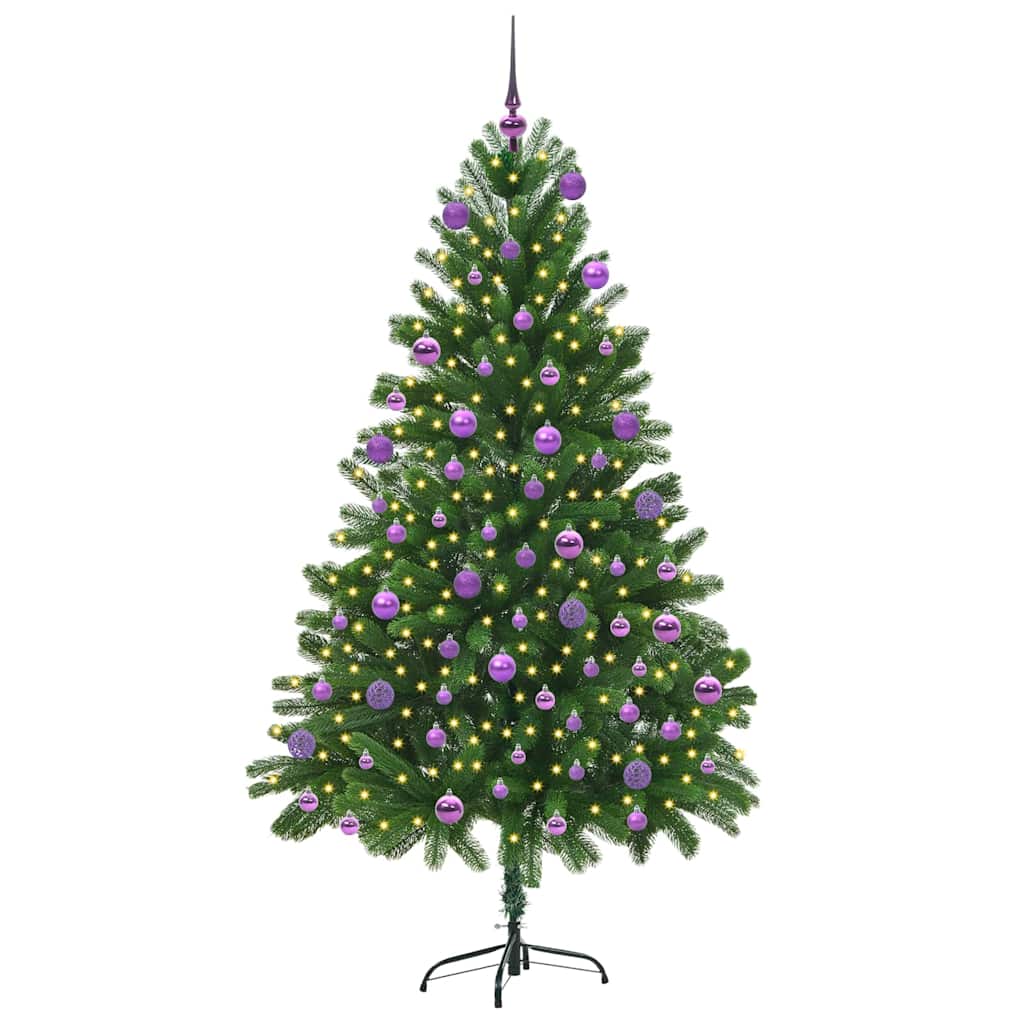 vidaXL Sapin de Noël avec 300 LED avec support Vert 180 cm PE - 3