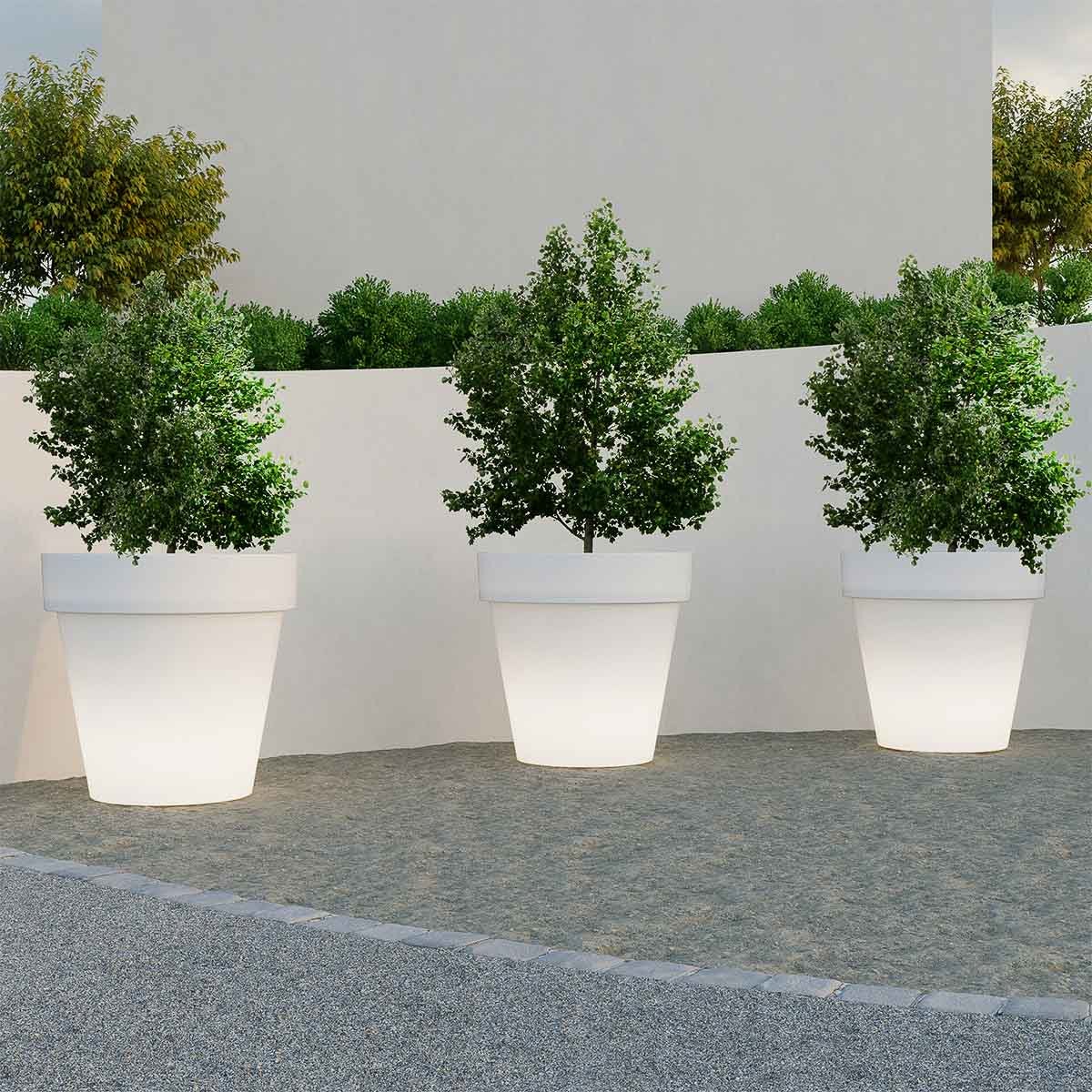 MAGNOLIA 80 Classic Jardinière Ronde avec Lumière pour Plantes et Fleurs Très Résistante. Lumière blanche froide avec câble. - 2