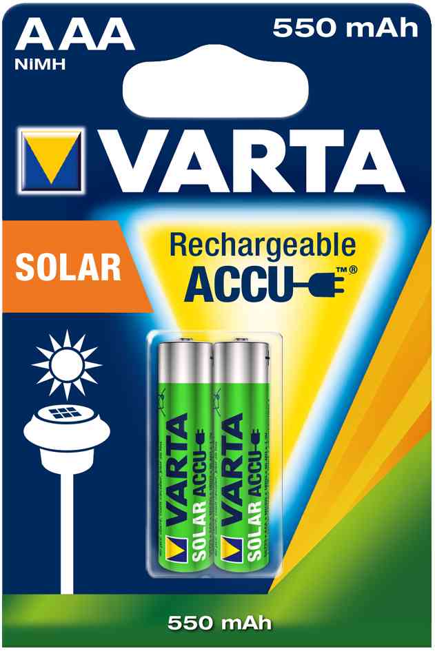 VARTA Lot de 2 piles rechargeables Varta Accu Solar type AAA 1,2V 550mAh (R03)