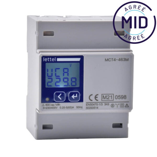 Compteur multi-mesures tétra 63A direct - Agrément MID et com Modbus ...