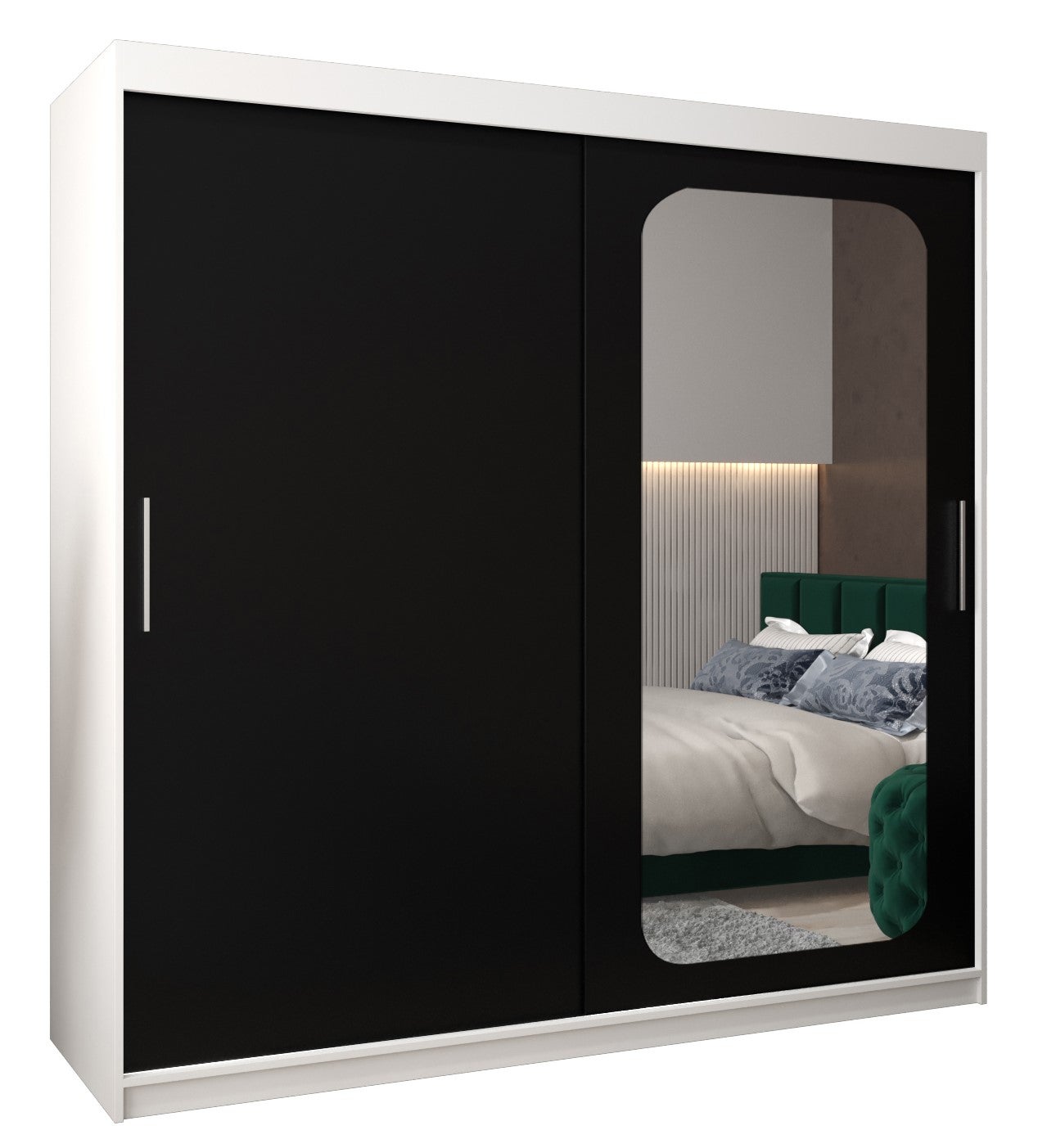 Szafa przesuwna garderoba PROMO T2 200 x 62 x 200 cm Biały + Czarny - Abiks Meble