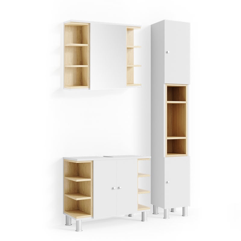 Vicco Zestaw mebli łazienkowych Aquis, Biały, 3 części, z modułem wysokim