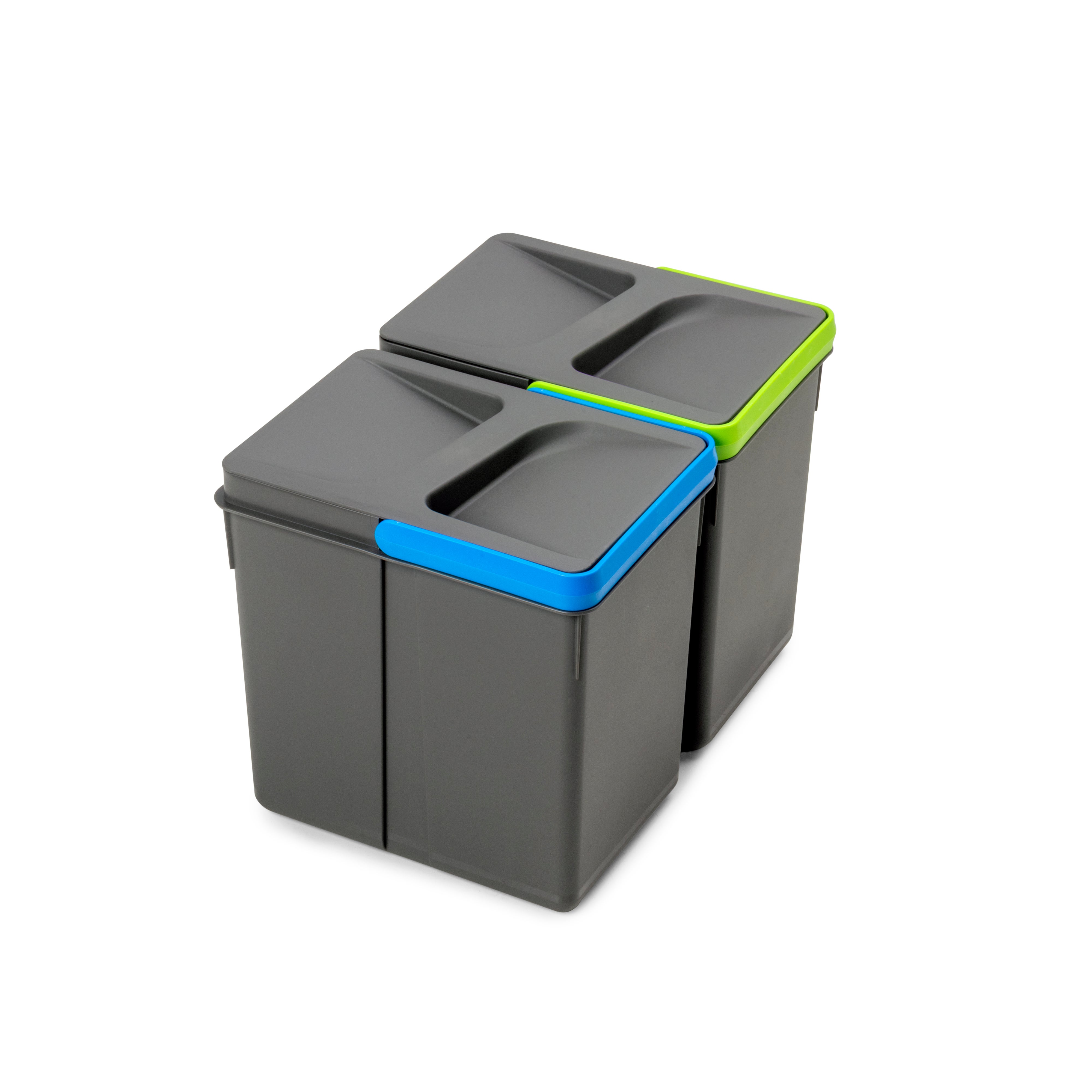 Emuca Zestaw pojemników do recyklingu do szuflad kuchennych Recycle, wysokość 216 mm, 2x6 litrów, Plastik, Szary antracytowy