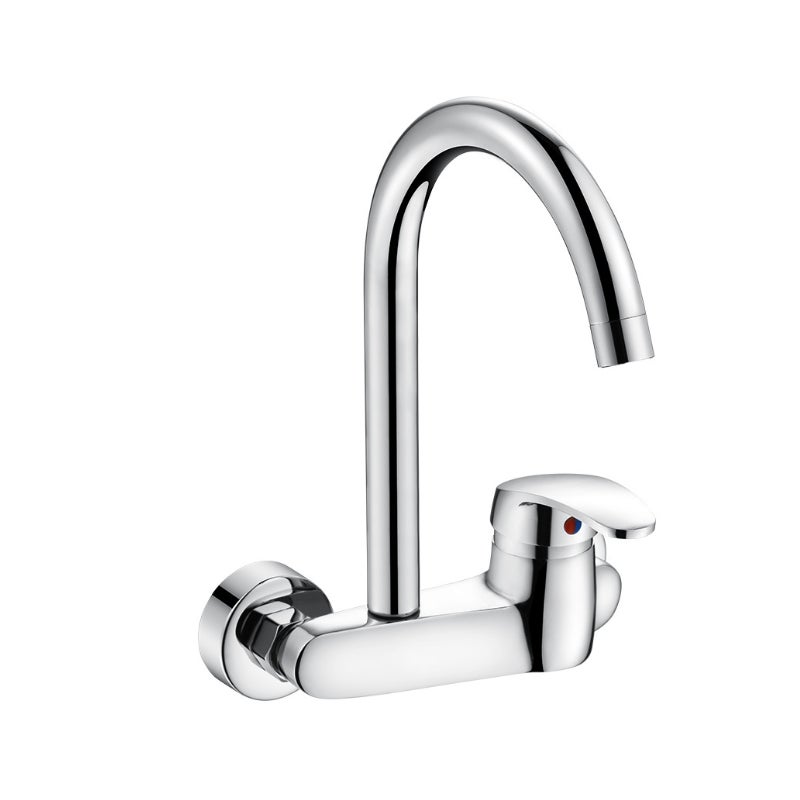 Bateria kuchenna z mieszaczem miedzianym, ścienna, do ciepłej i zimnej wody, z podwójnym otworem, do zlewu domowego, umywalki, pralni, basenu, bez węż